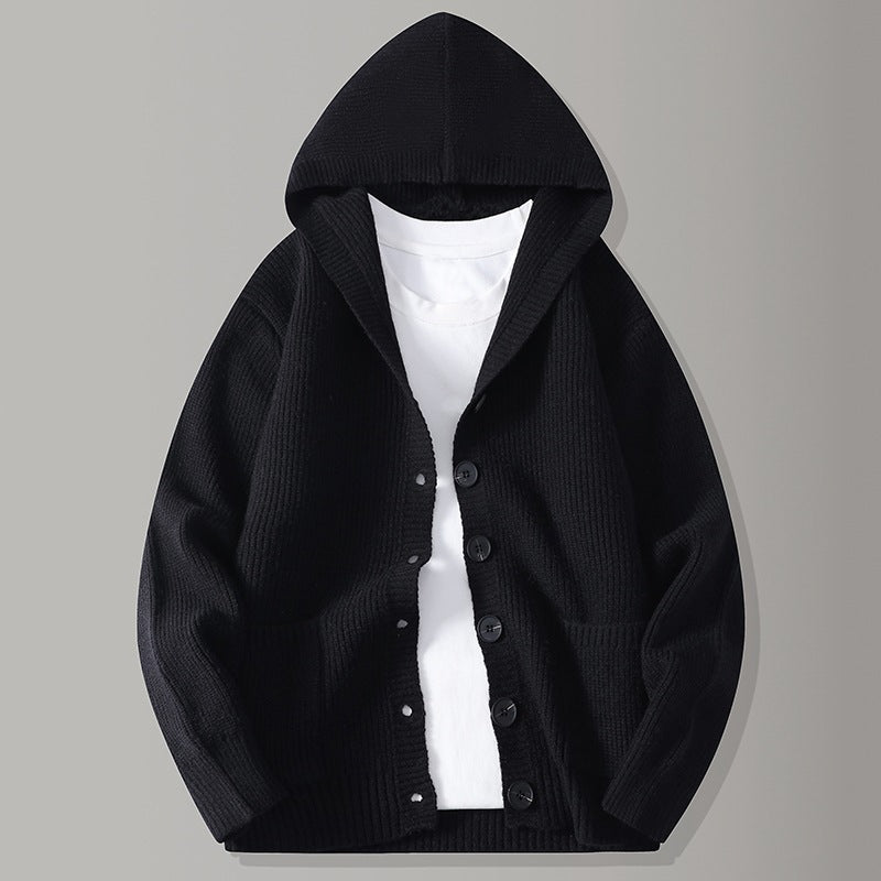 Mens Knitted Fashion Lapel Sweater Cardigan