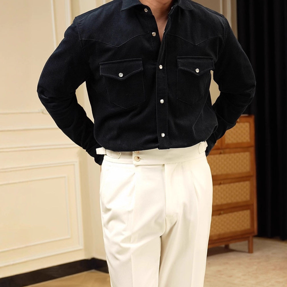 Mens Casual Business Shirt Made From Pure Cotton With A Lampwick Weave For Everyday Wear