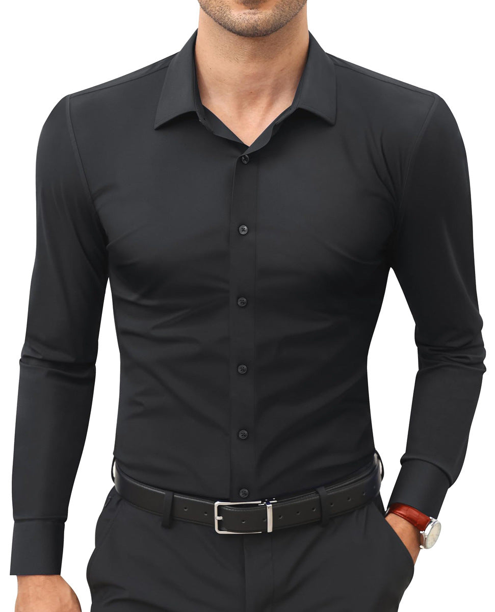 Mens Slim-Fit Solid-Color Work Shirt From Europe And The US