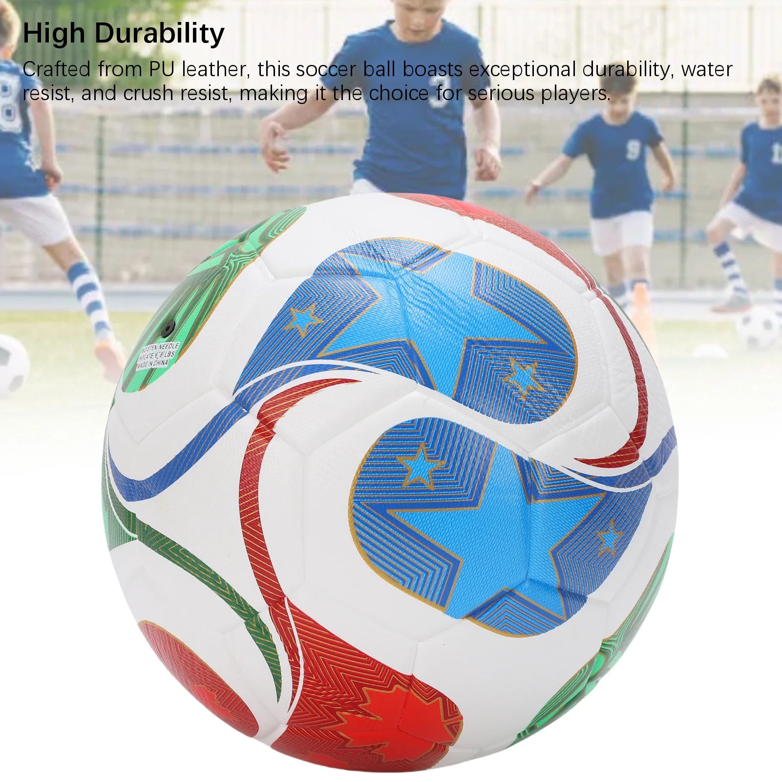 Soccer Ball Size 5 PU Wear Resist Thickened Water Proof Soccer Ball for Standard 11 Person Play Water Proof Soccer Ball