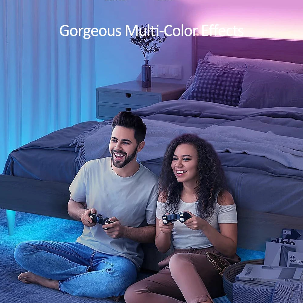 LED Strip Lights, Ultra-Long RGB 5050 LED Strips with Remote Controller, Color Changing Tape Light with 12V  Adapter for Bedroom