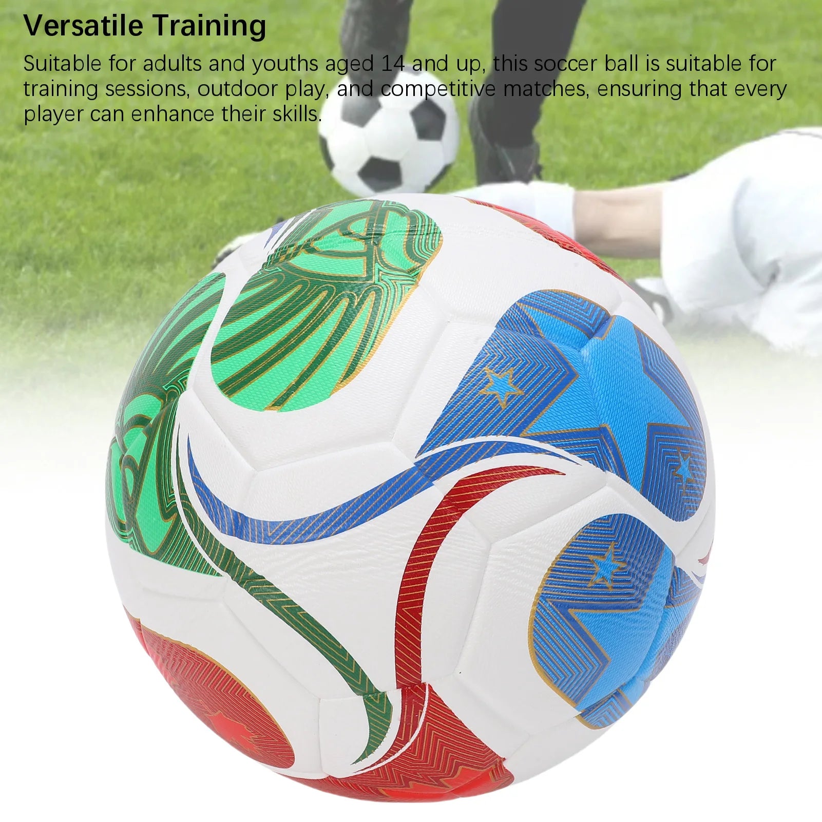 Soccer Ball Size 5 PU Wear Resist Thickened Water Proof Soccer Ball for Standard 11 Person Play Water Proof Soccer Ball