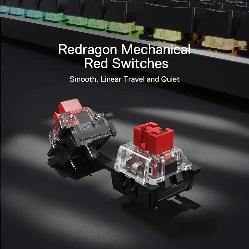 Redragon K556 PRO Upgraded Wireless RGB Gaming BT/2.4Ghz Tri-Mode Mechanical Hot-Swap Linear Quiet Red Switch Keyboard