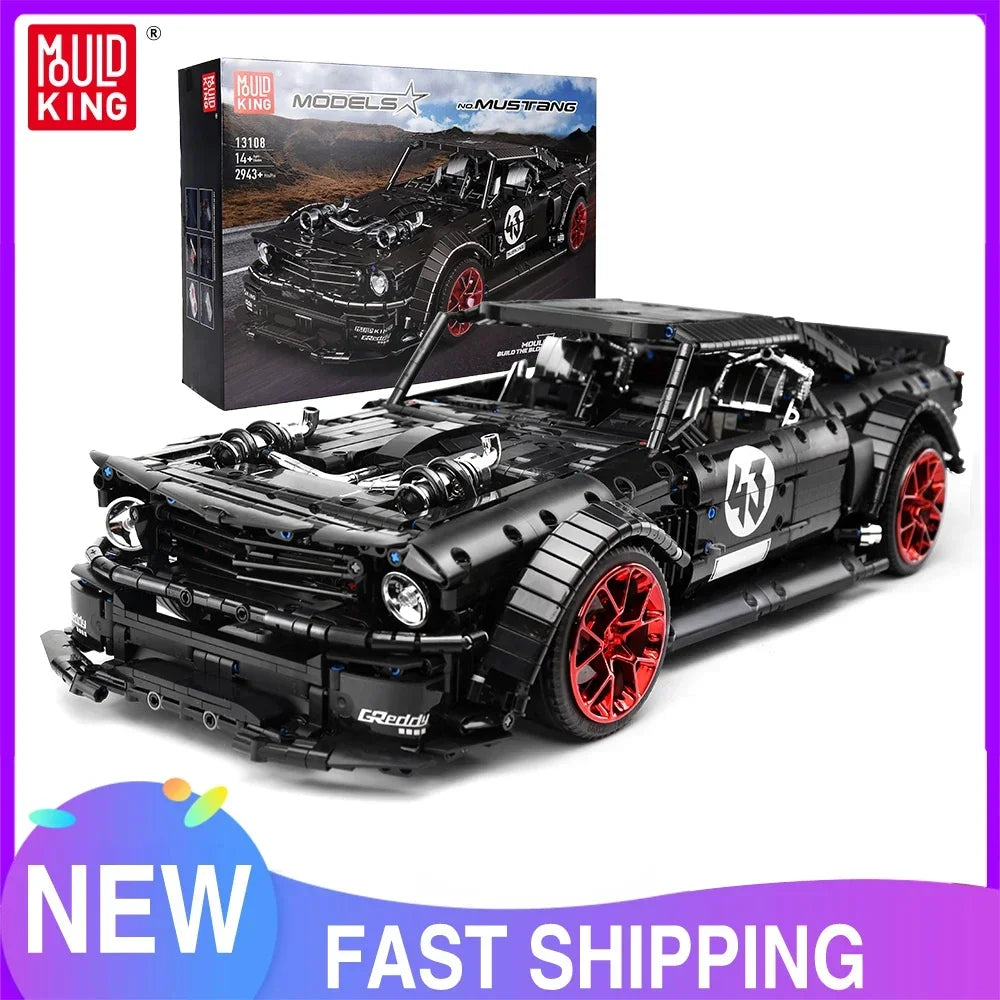 MOULD KING 13108 Technical Car Toys MOC-22970 APP&RC Motorized Mustang Hoonicorn Model Building Blocks Bricks Kid Christmas Gift