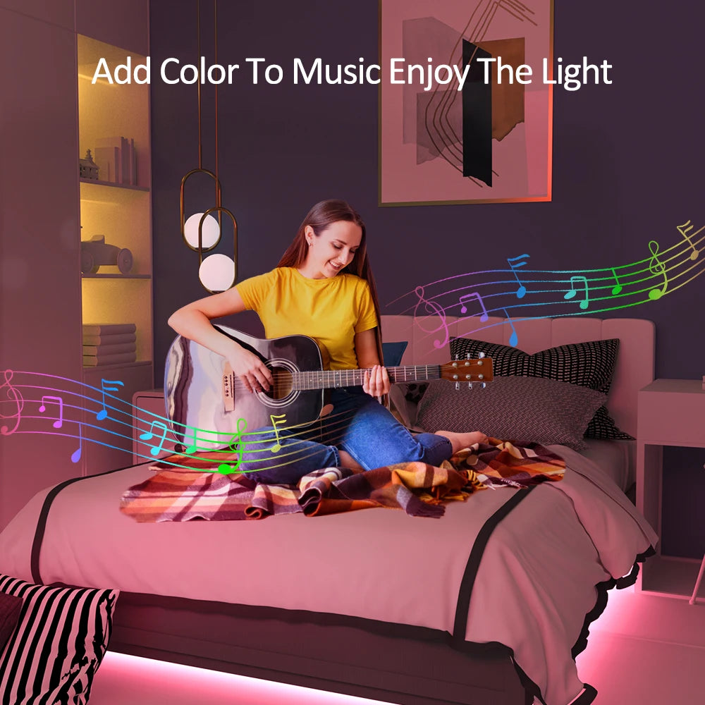 LED Strip Lights, Ultra-Long RGB 5050 LED Strips with Remote Controller, Color Changing Tape Light with 12V  Adapter for Bedroom