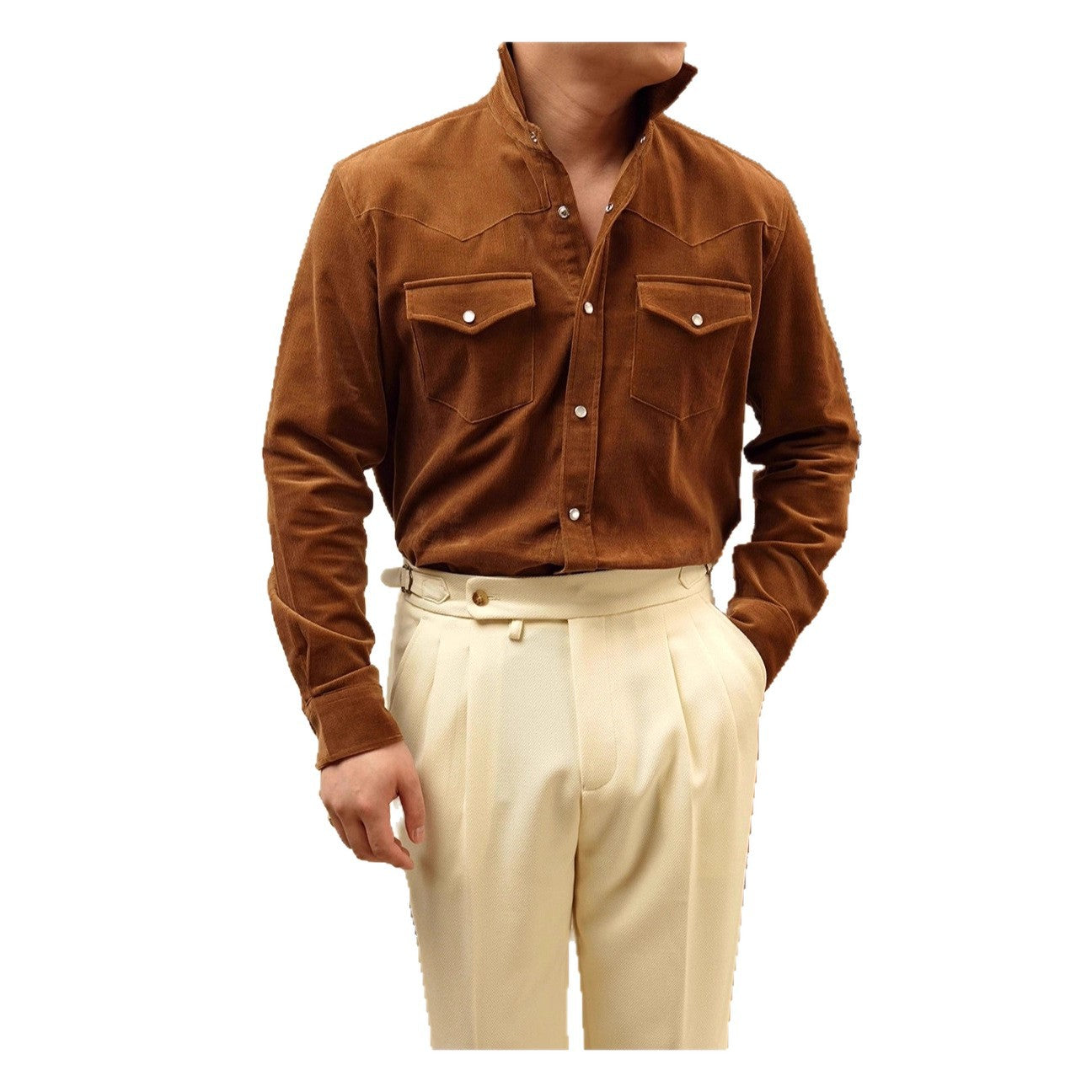 Mens Casual Business Shirt Made From Pure Cotton With A Lampwick Weave For Everyday Wear