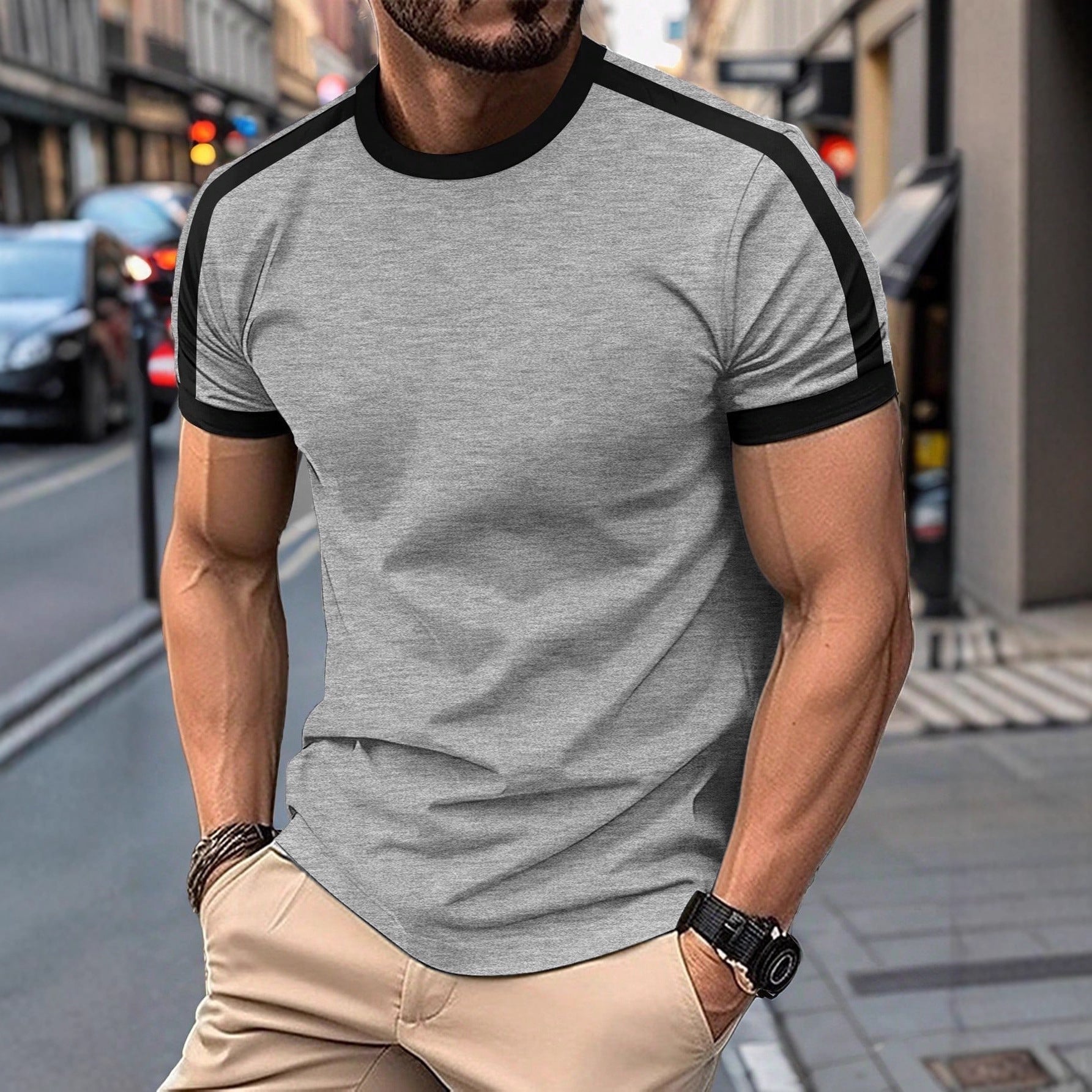 Mens Casual Short-sleeve Sports T-shirt