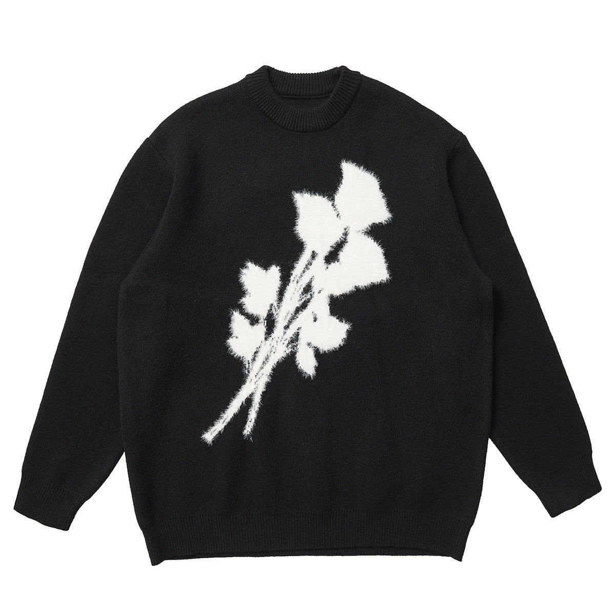 Korean-style Niche Vintage Rose Jacquard Sweater For Men