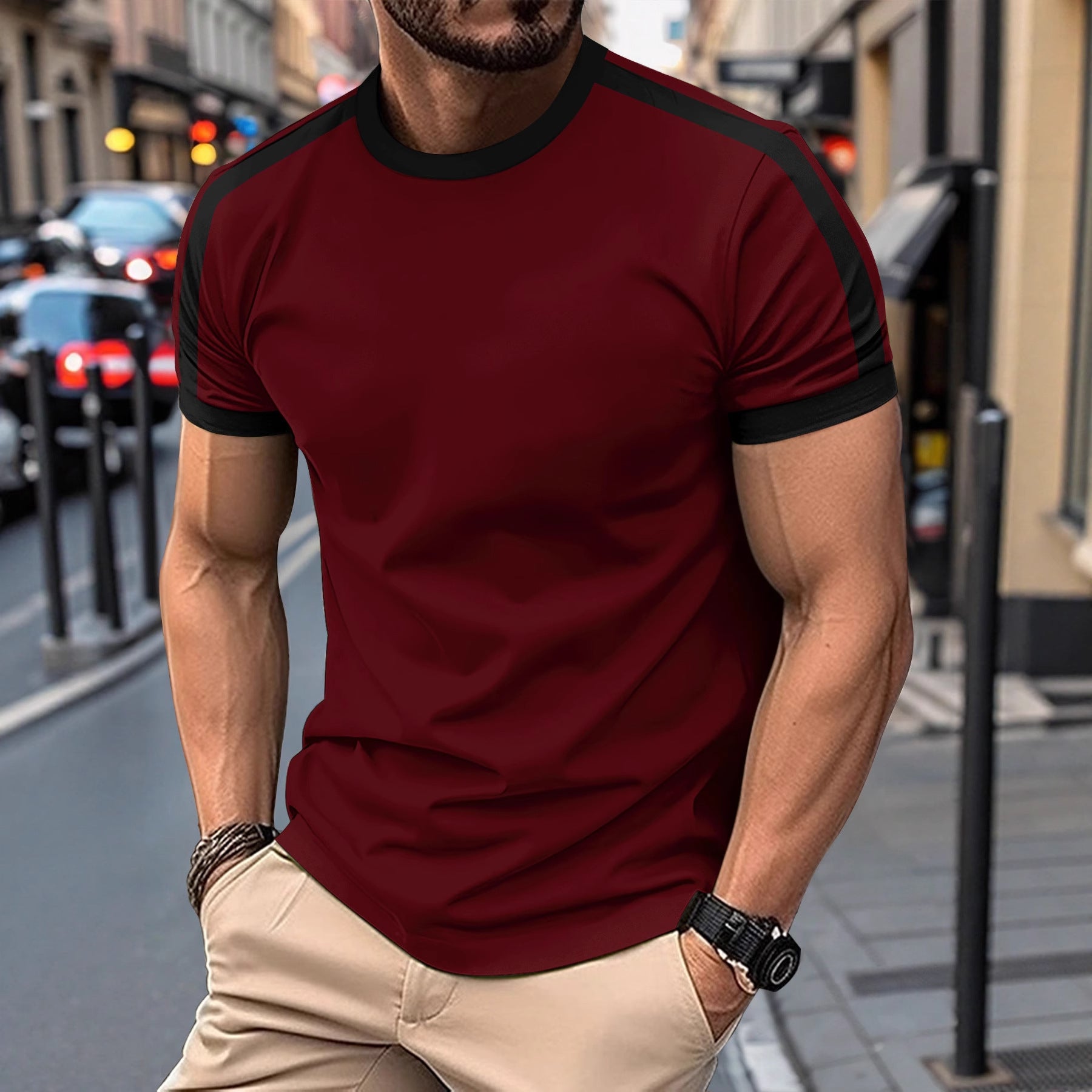 Mens Casual Short-sleeve Sports T-shirt